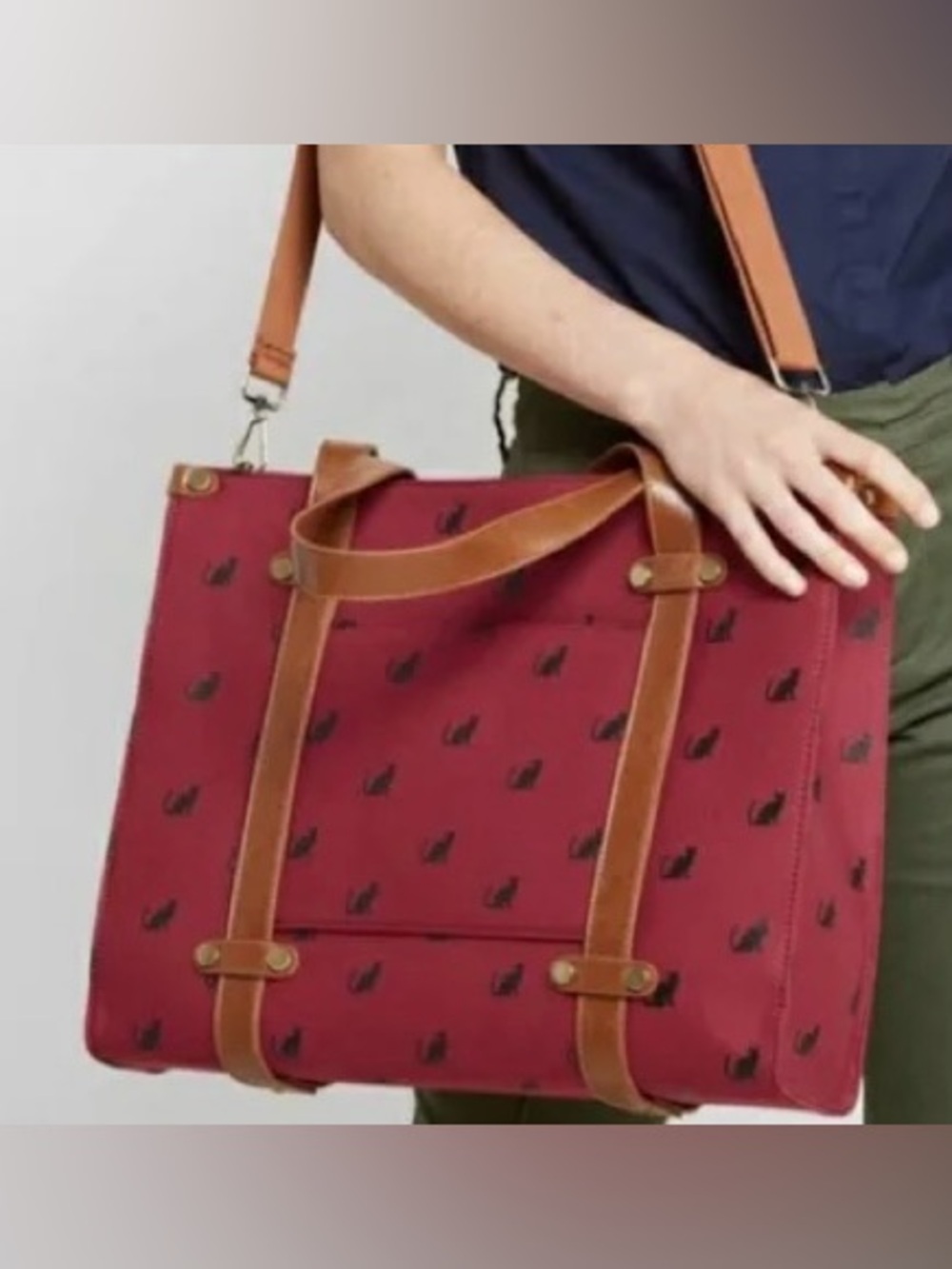 ModCloth Camp Director Tote Burgundy Cats